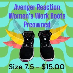 Avenger Reaction CN Womens  Black Pink Composite Toe Safety Work Boots Size 7.5M